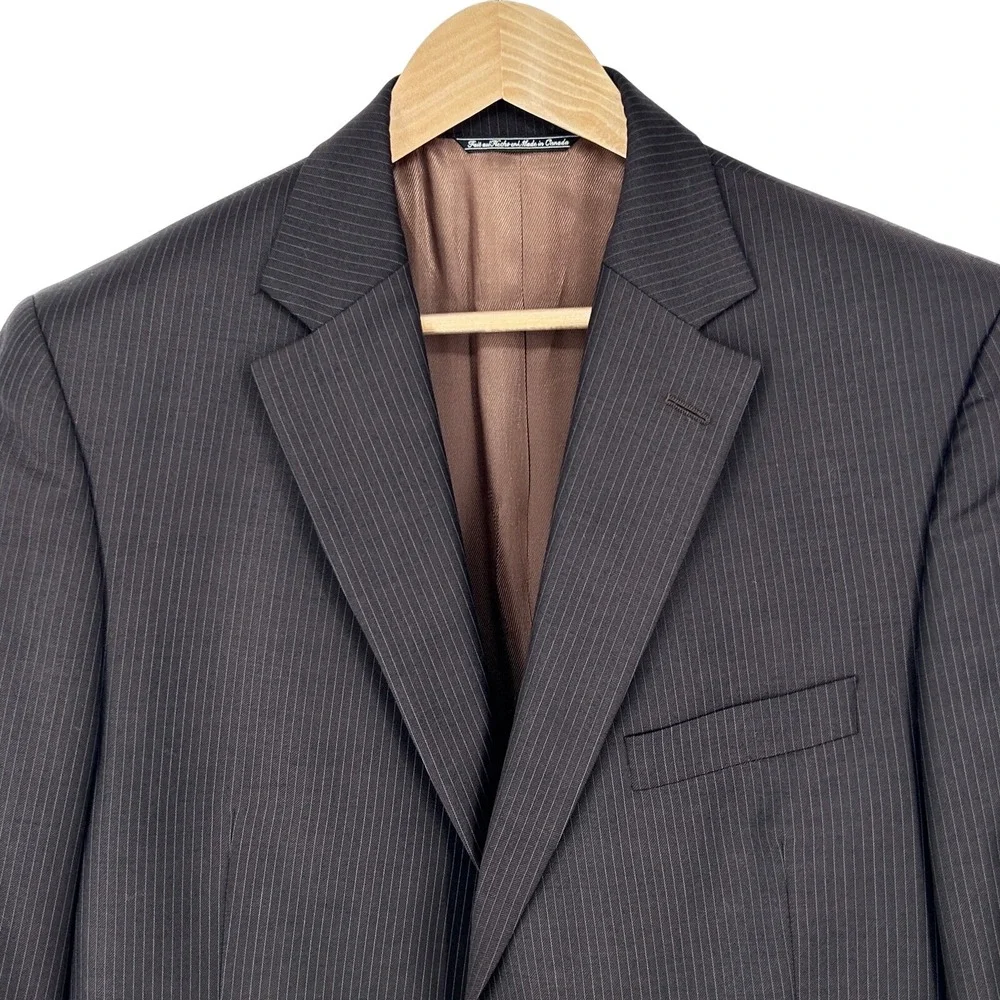 Jack Victor Wool Blazer Mens Vogue Pinstripe Jacket Made Canada Brown‎ 44S Short